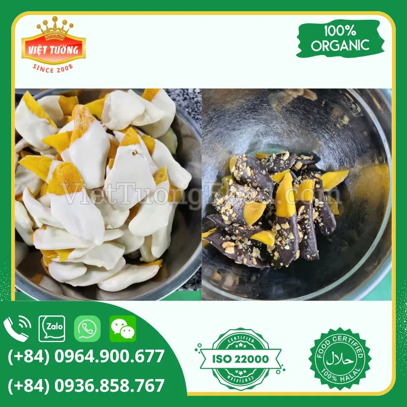 Xoài dẻo phủ socola - Dried mangoes dip chocolate Xoài dẻo phủ socola - Dried mangoes dip chocolate